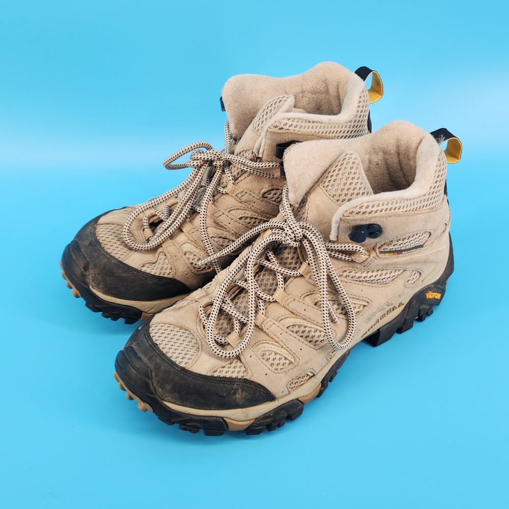Merrell Moab Ventilator Mid Womens 9.5 Taupe Vibram Hiking Boots J86592